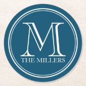 Editierbare Bar/Diner/Name Runde Monogramm Runder Pappuntersetzer (Vorderseite)