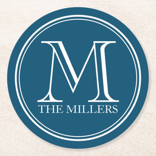 Editierbare Bar/Diner/Name Runde Monogramm Runder Pappuntersetzer (Vorderseite)