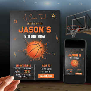 Editierbare Basketball-Geburtstags-Einladung Einladung