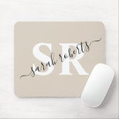 Editierbare berufliche Monogramm-Bezeichnung beige Mousepad (Mit Mouse)