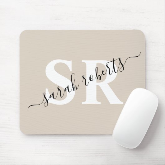 Editierbare berufliche Monogramm-Bezeichnung beige Mousepad (Mit Mouse)