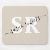 Editierbare berufliche Monogramm-Bezeichnung beige Mousepad (Vorne)