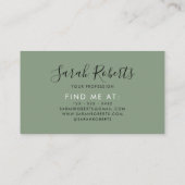 Editierbare berufliche Monogramm-Bezeichnung grün Visitenkarte (Rückseite)