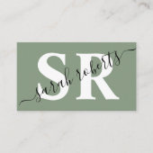 Editierbare berufliche Monogramm-Bezeichnung grün Visitenkarte (Vorderseite)