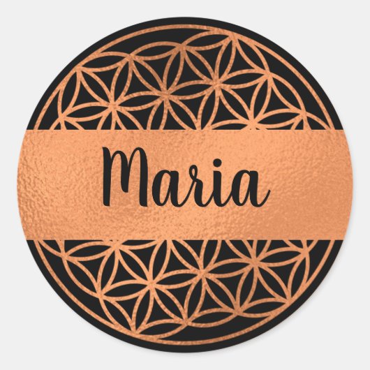 Editierbare Blume des Lebens Heilige Geometrie Auf Runder Aufkleber (Vorderseite)