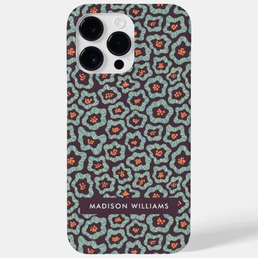 Editierbare Blume für Inschriften Minimalistischer Case-Mate iPhone Hülle (Rückseite)