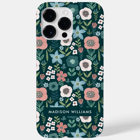 Editierbare Blume für Inschriften Minimalistischer Case-Mate iPhone Hülle (Rückseite)