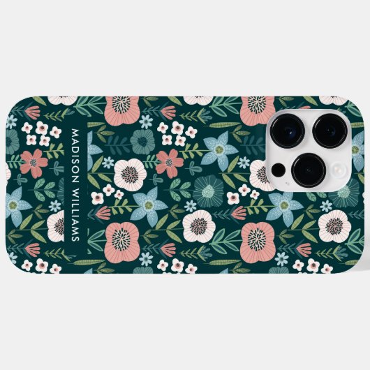 Editierbare Blume für Inschriften Minimalistischer Case-Mate iPhone Hülle (Rückseite (Horizontal))