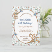 Editierbare Blume und blaue Schmetterlinge Einladung (Stehend Vorderseite)