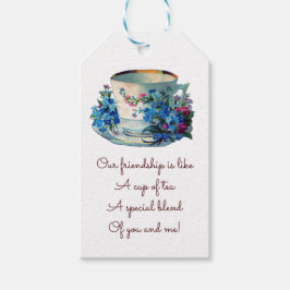 Editierbare Blume und Cup mit Goldenen Rim Teebeut Geschenkanhänger