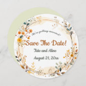 Editierbare Blumenschrift Save the Date Einladung (Vorne/Hinten)