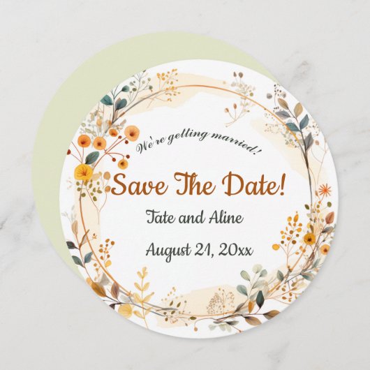 Editierbare Blumenschrift Save the Date Einladung (Vorne/Hinten)