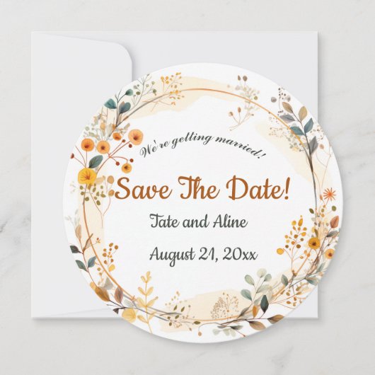 Editierbare Blumenschrift Save the Date Einladung (Vorderseite)