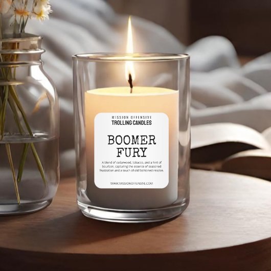 Editierbare Boomer Spaß Candle Labels Quadratischer Aufkleber