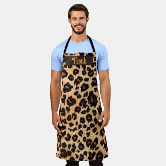Editierbare Braune Leopard Print Personalisiert Schürze (Getragen)