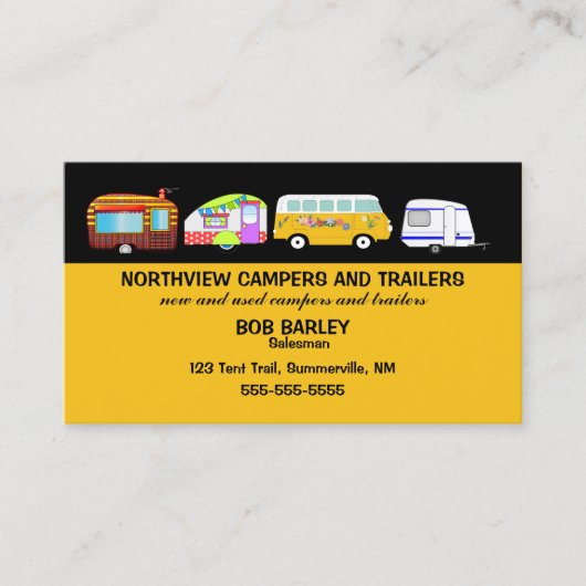 Editierbare Campers und Trailer Sales Visitenkarte (Vorderseite)
