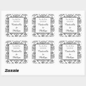 Editierbare Damask Save the Date Vintag Quadratischer Aufkleber (Blatt)