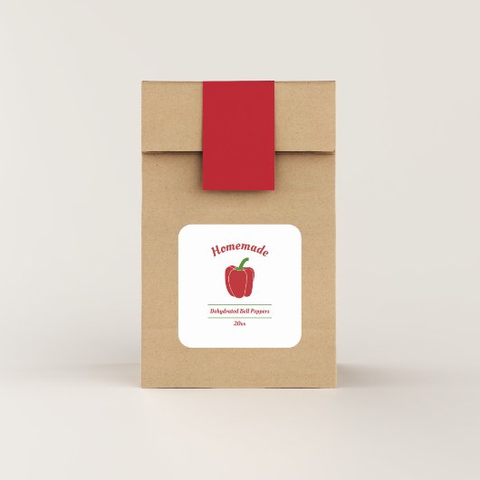 Editierbare, dehydrierte Bell-Paprikaschoten-Aufkl Quadratischer Aufkleber