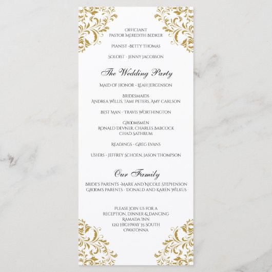 *EDITIERBARE DESIGNFARBE Nadine Hochzeitsprogramm- Programm (Rückseite)