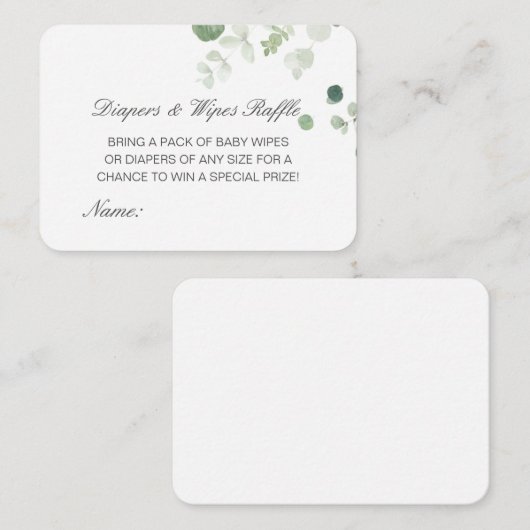 Editierbare Diapers Wipes Raffle Babydusche Beilag Begleitkarte (Vorne/Hinten)