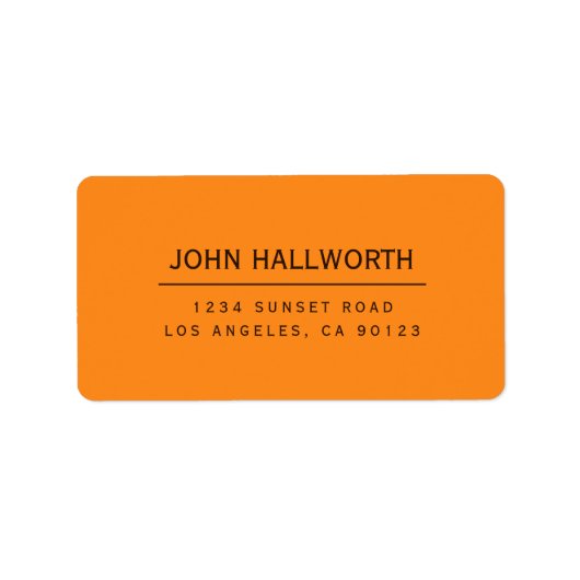 Editierbare einfache Orange Brown Return Adressaufkleber (Vorne)