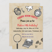 Editierbare Escape Room-Party Einladung (Vorne/Hinten)