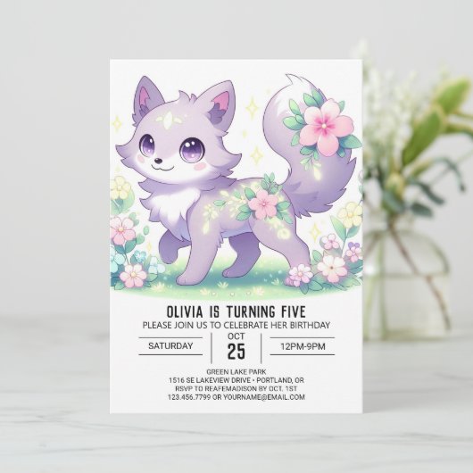 Editierbare Fantasy Wolf Digital Geburtstag Einladung (Stehend Vorderseite)