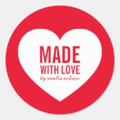 Editierbare Farbe aus Liebe Weißes Herz Runder Aufkleber (Vorderseite)