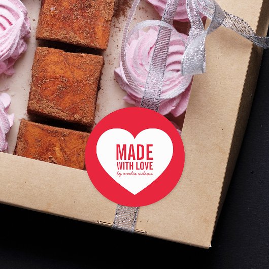 Editierbare Farbe aus Liebe Weißes Herz Runder Aufkleber