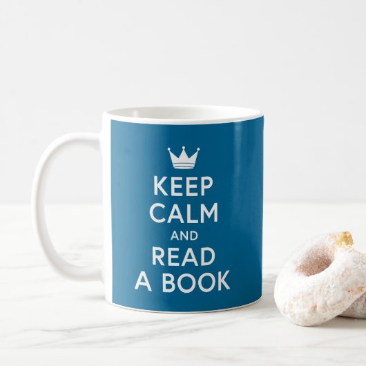 Editierbare Farbe Buchbar Ruhe Behalten und Buch l Kaffeetasse (Mit Donut)