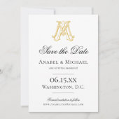 EDITIERBARE FARBE MA Monogramm AM Monogramm Speich Save The Date (Vorderseite)