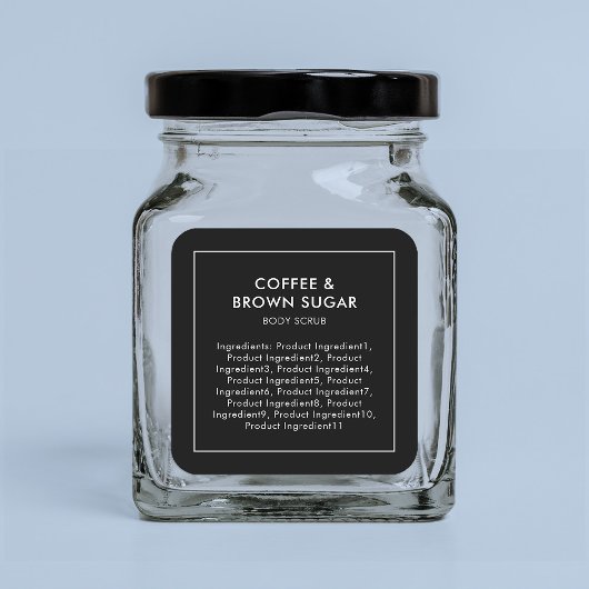 Editierbare Farbe - Modern List of Ingredients Lab Quadratischer Aufkleber