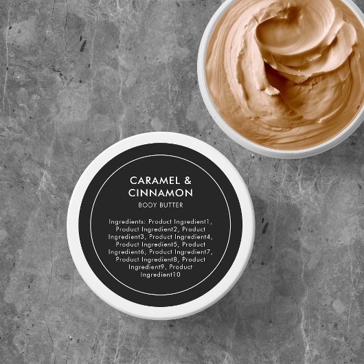 Editierbare Farbe - Modern List of Ingredients Lab Runder Aufkleber