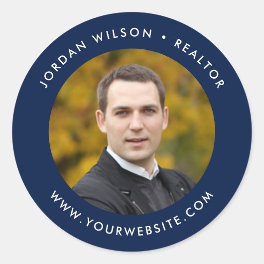 Editierbare Farbe Moderne Runde hinzufügen Ihr Fot Runder Aufkleber (Vorderseite)