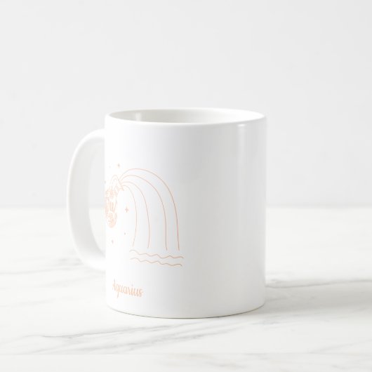 Editierbare Farbe Peach Aquarius Zodiac Zeichen Kaffeetasse (Vorderseite Links)