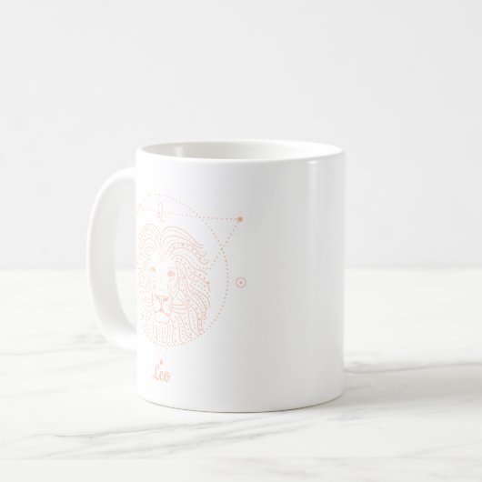 Editierbare Farbe Peach Leo Zodiac Zeichen Kaffeetasse (Vorderseite Links)