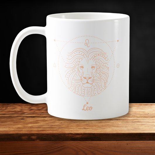 Editierbare Farbe Peach Leo Zodiac Zeichen Kaffeetasse
