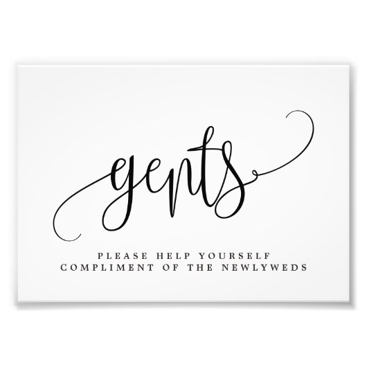 Editierbare FARBE und GRÖSSE Gents Badezimmer Sign Fotodruck (Vorne)