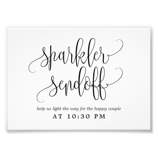 Editierbare FARBE und GRÖSSE Sparkler Sendoff Sign Fotodruck (Vorne)