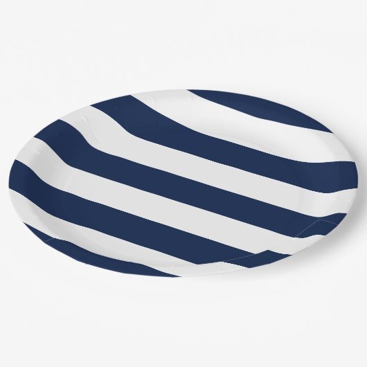 Editierbare Farbe und große weiße Streifen Pappteller (Schrägansicht)