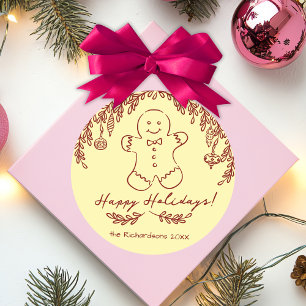 Editierbare Farbe Whimsical Gingerbrei Cookie Dood Runder Aufkleber