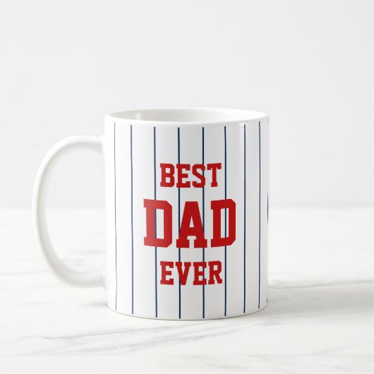 Editierbare Farben Baseball Streifen Bester Vater Kaffeetasse (Links)
