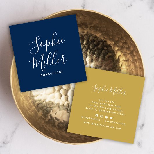 Editierbare Farben Kalligrafie Script Social Media Quadratische Visitenkarte