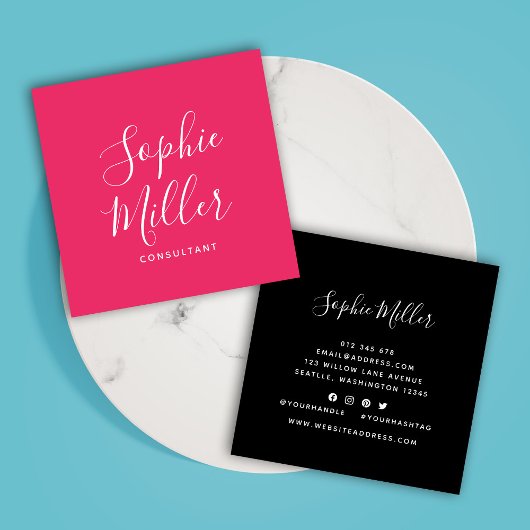 Editierbare Farben Kalligrafie Script Social Media Quadratische Visitenkarte