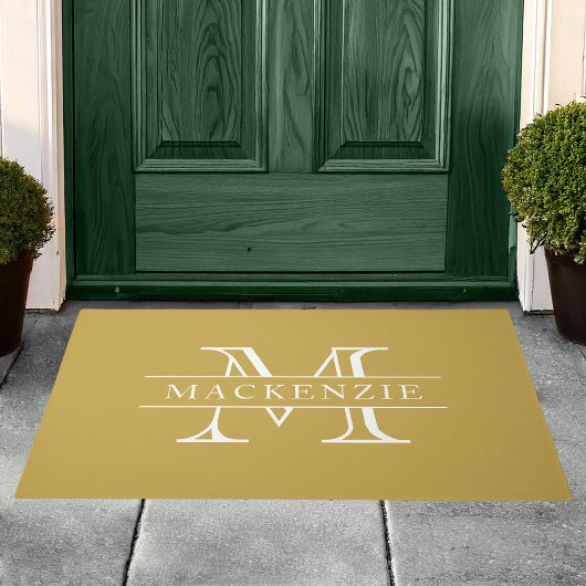 Editierbare Farben Klassischer Grenzname Monogramm Fußmatte