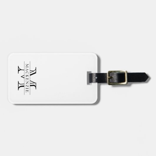 Editierbare Farben Klassischer Grenzname Monogramm Gepäckanhänger (Vorderseite horizontal)
