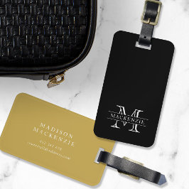 Editierbare Farben Klassischer Grenzname Monogramm Gepäckanhänger