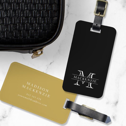 Editierbare Farben Klassischer Grenzname Monogramm Gepäckanhänger