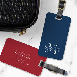 Editierbare Farben Klassischer Grenzname Monogramm Gepäckanhänger