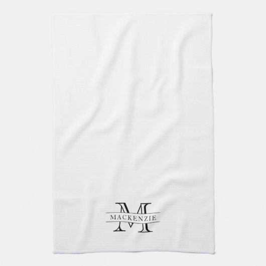 Editierbare Farben Klassischer Grenzname Monogramm Geschirrtuch (Vertikal)